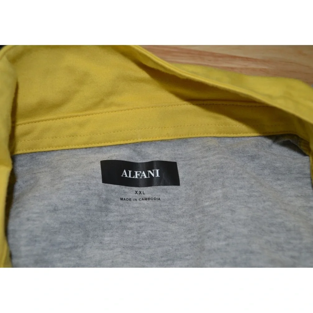 ALFANI Men's Sunset Stripe Polo Shirt‎ Yellow/ Grey Size XXL / 2XL